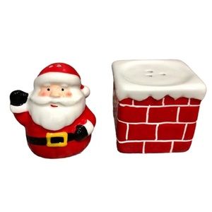 Salt & Pepper Shakers- Santa and Chimney Christmas Holiday Decor Collectable